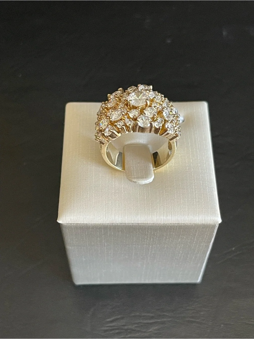 Gold over 925 sterling silver CZ Cluster  Ring.
